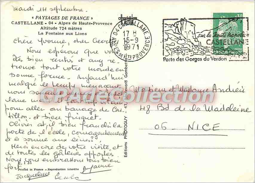 Fontaine aux Lions — Castellane — Editions Photoguy — Reverso