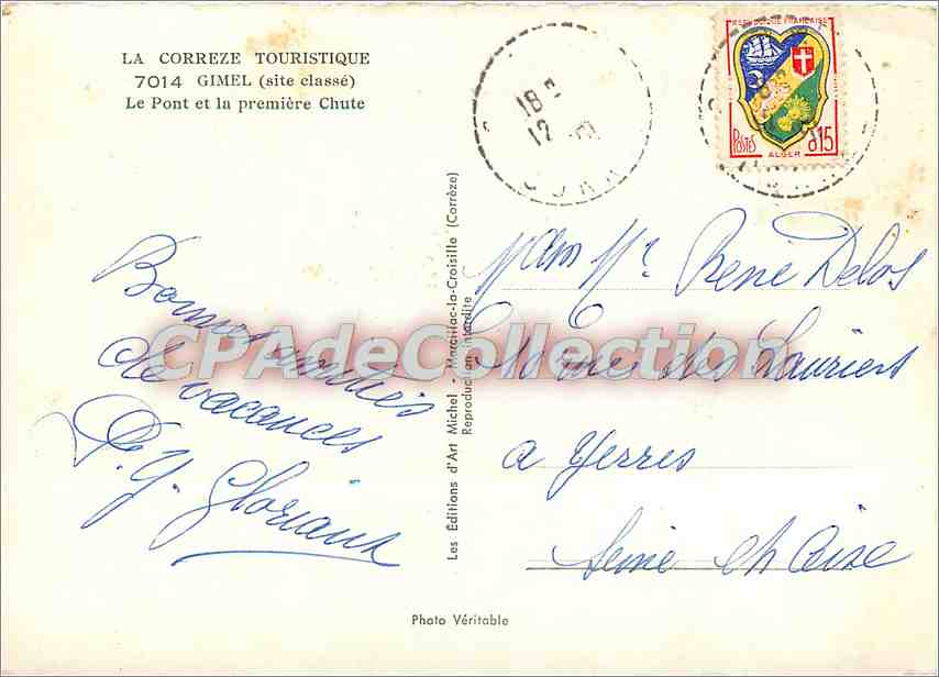 Le Pont et la première Chute — GIMEL (Corrèze) — Les Éditions d'Art Michel — Verso