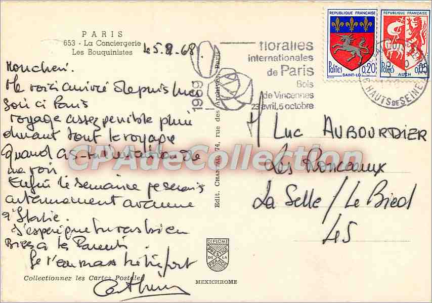CPSM Paris la Conciergerie les Bouquinistes — Verso