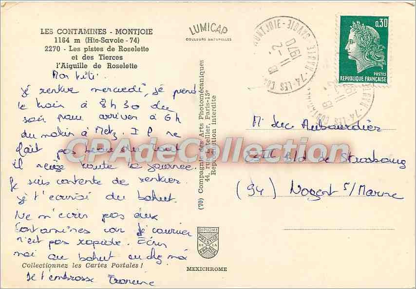 Les Contamines-Montjoie — Les pistes de Roselette et des Tierces — IRIS — Verso