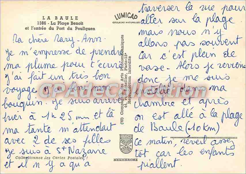 CPSM La Baule la Plage Benoit et l'entree du Port du Pouliguen — Rückseite