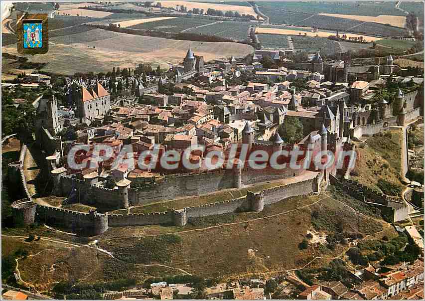 CPSM Carcassonne cite fortifiee XIIe au XIVe s vue generale aerienne