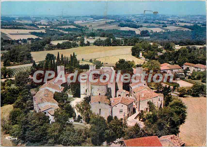 Larressingle (Gers) — Vue aérienne Château et ville fortifiée (XIIIe s.) — Imprimeur Mâcon CIM