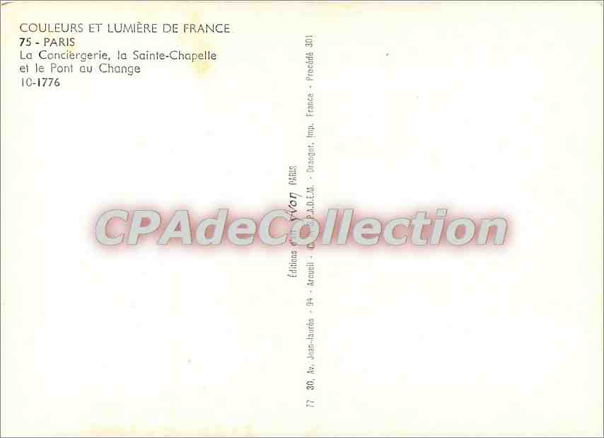 Paris — La Conciergerie, la Sainte-Chapelle et le Pont au Change — Éditions Arouet — Verso