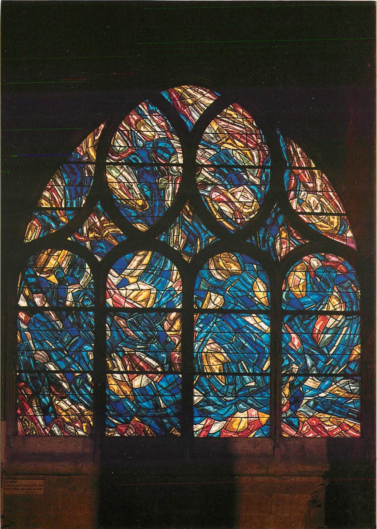 Paris, Église Saint-Séverin — Vitrail du baptême, déambulatoire, par Jean Bazaine, 1966