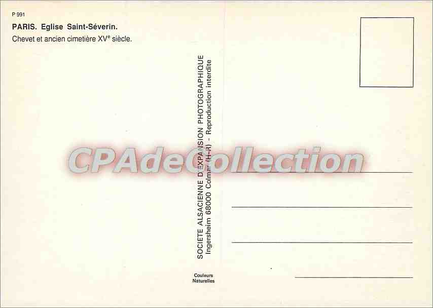 CPSM Paris Eglise Saint Severin Chevet et ancien cimetiere XVe s — Verso