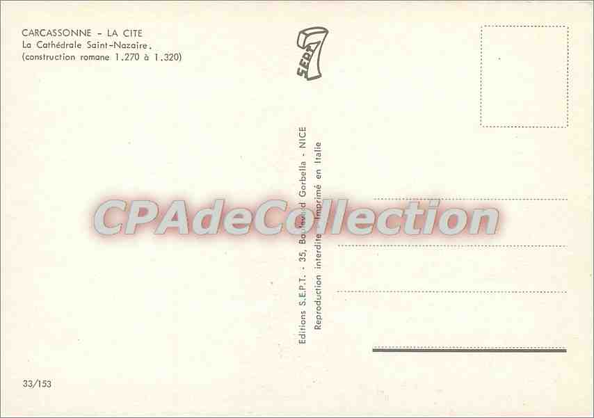 Carcassonne - La Cité — La Cathédrale Saint-Nazaire — Éditions S.E.F.T. - 33/153 — Achterkant