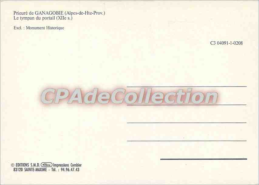 Prieuré de Ganagobie — Tympans du portail — Éditions S.M.D. Impressions Combier — Verso
