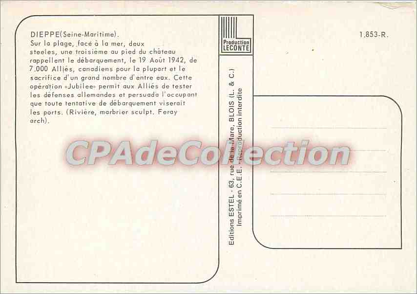 CPSM Dieppe (Seine Mme) Sir la plage face a la mer — Verso