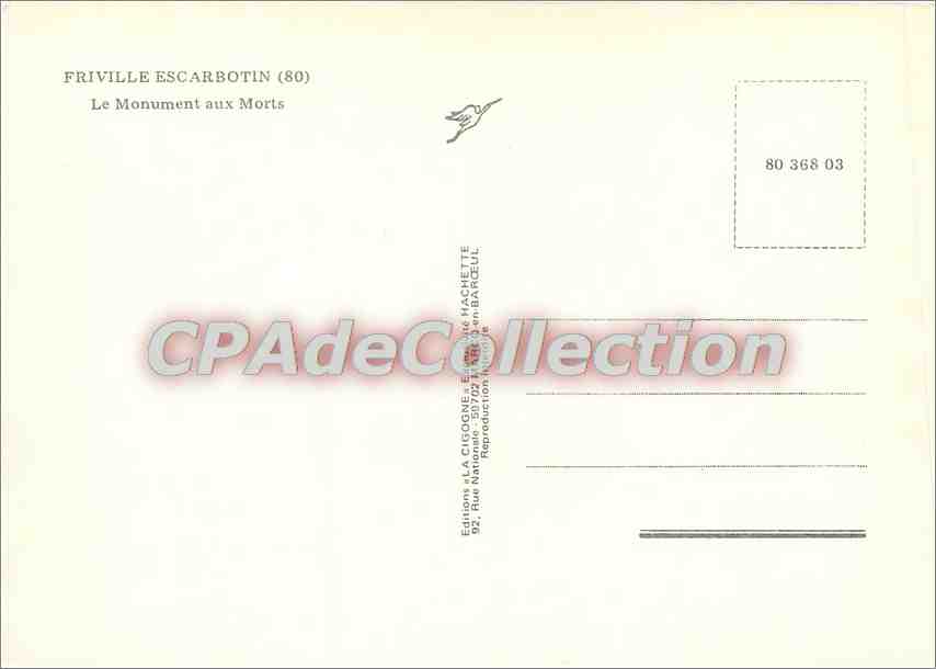 CPSM Friville Escarbotin Le Monnument aux Morts — Back