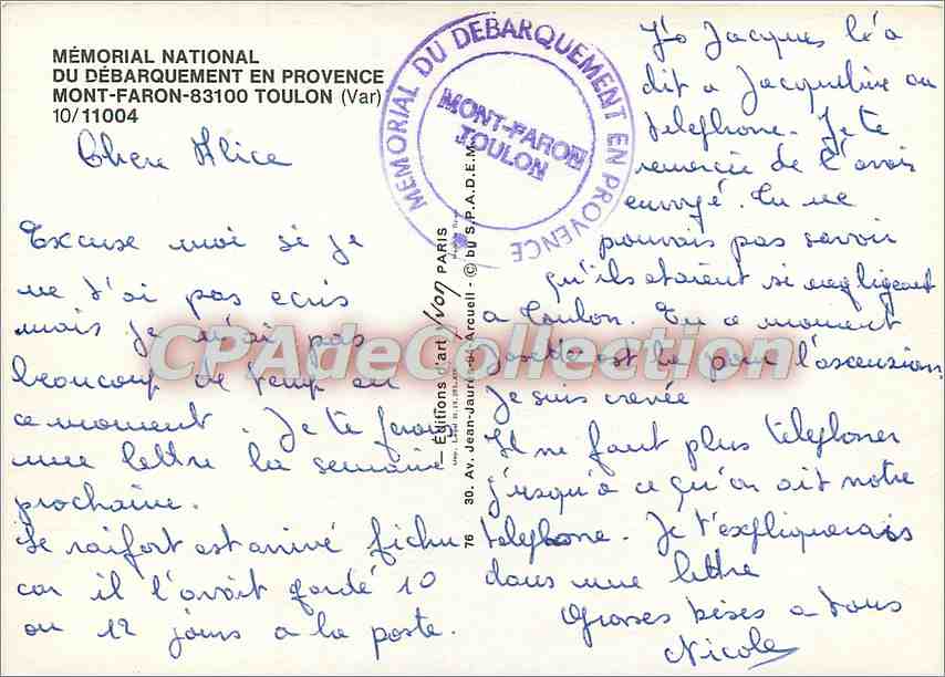 Mémorial National du Débarquement en Provence — Mont-Faron — Éditions Jean-Baur, Paris — Reverso
