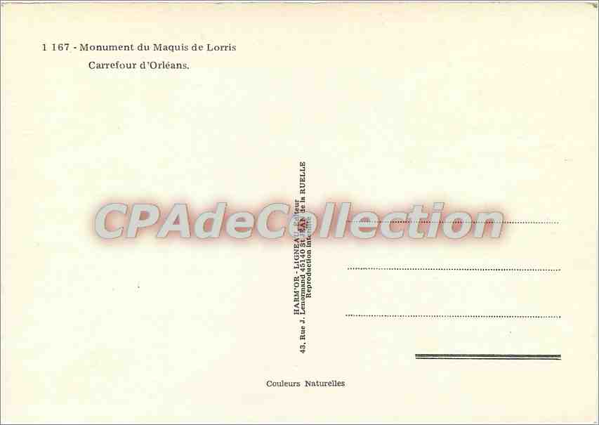 CPSM Monument de Maquis de Lorris Carrefour d'Orleans — Verso