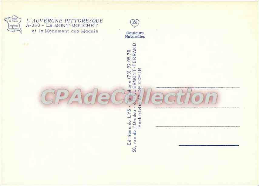 Mont-Mouchet — Monument aux Maquis — Éditions du LYS — Rückseite