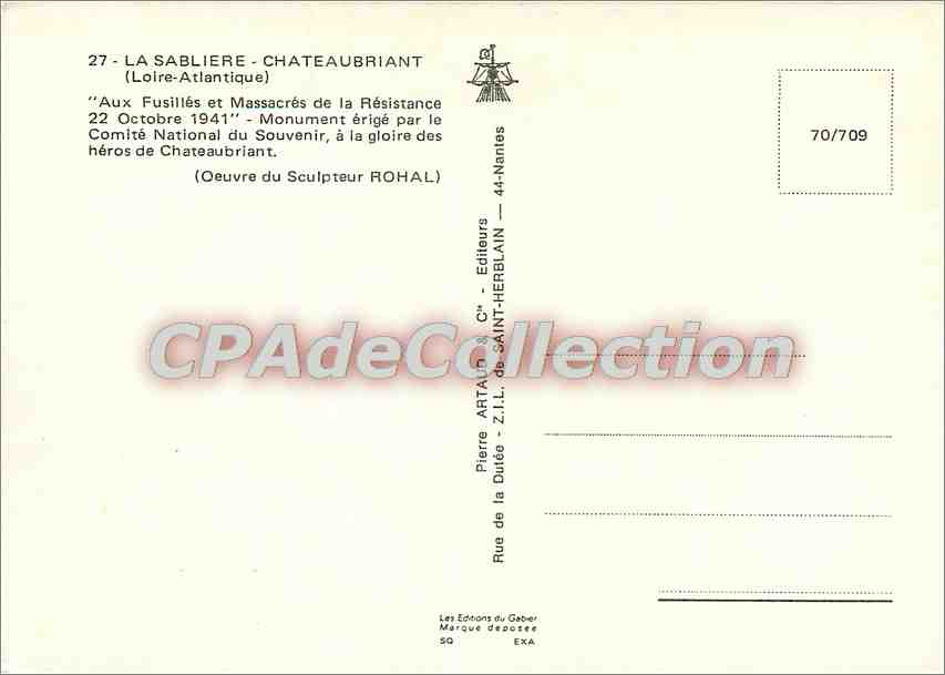 CPSM La Sabliere Chateaubriant (Loire Atlantique) — Rückseite