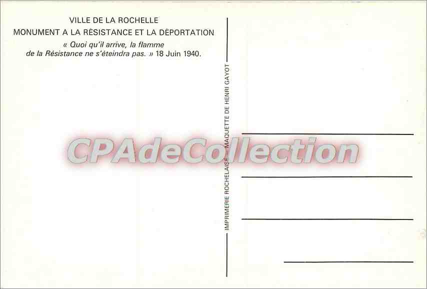Monument à la Résistance et la Déportation — Ville de La Rochelle — Henri Gayot — Verso