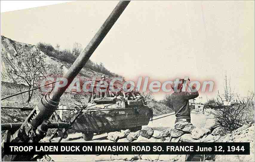 Troup Laden Duck on Invasion Road SO. France — June 12, 1944 — Published by Trumble Photography, U.S. Army