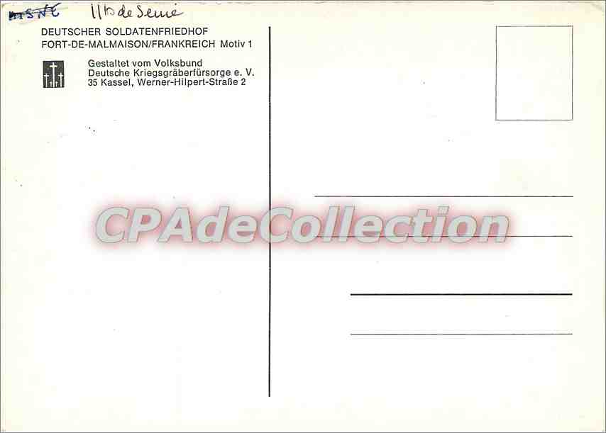 Cimetière militaire allemand — Fort-de-Maussion — éditeur Deutsche Kriegsgräberfürsorge e.V. — Verso