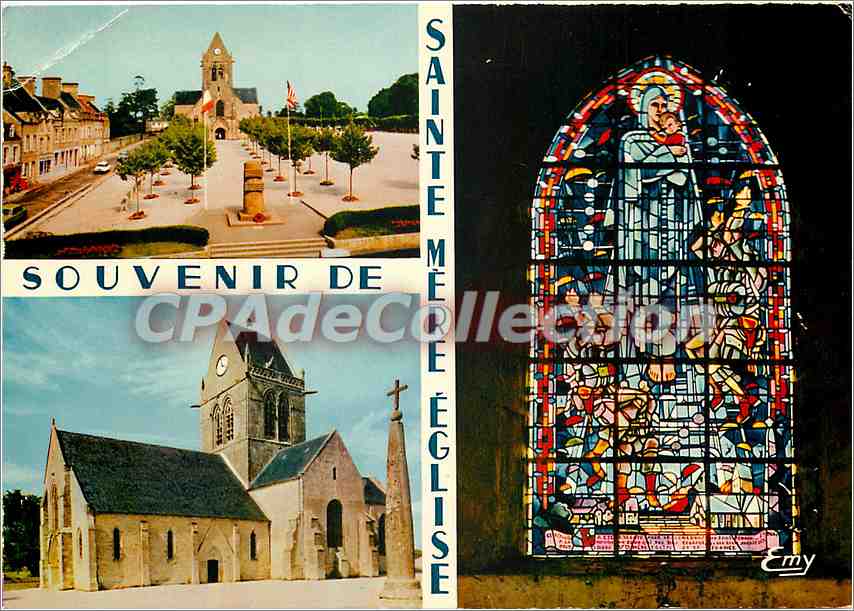 Sainte-Mère-Église — Église du XIVe siècle et vitrail commémorant la libération — Éditions Normandes LE GOUBEY