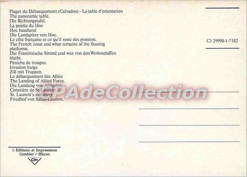 Débarquement des troupes alliées — 6 juin 1944 — Éditions et Impressions Combier / Mâcon — Verso