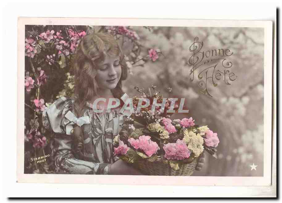 CPA fantaisie Voeux Bonne fete (fleurs enfant)