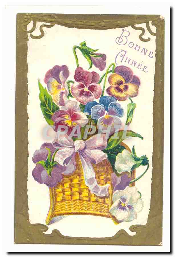 CPA fantaisie Bonne annee (fleurs)