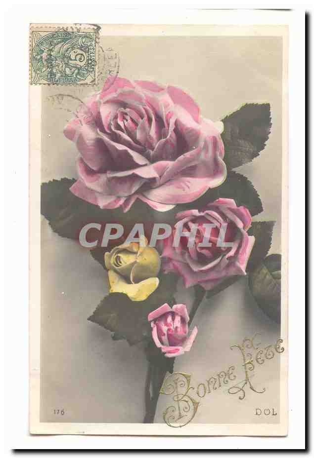 CPA fantaisie Bonne fete (fleur rose)