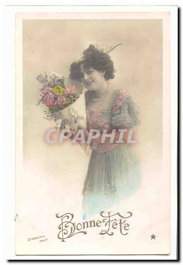 CPA fantaisie Bonne fete (fleurs femme)