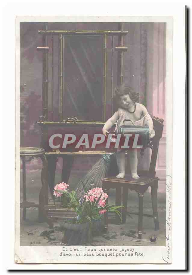 CPA fantaisie Et c'est papa qui sera joyeux d'avoir u n beau bouquet pour sa fete