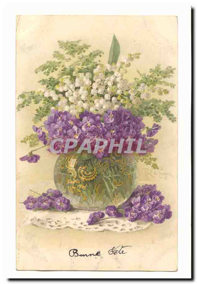 CPA fantaisie Bonne fete (fleurs muguet)