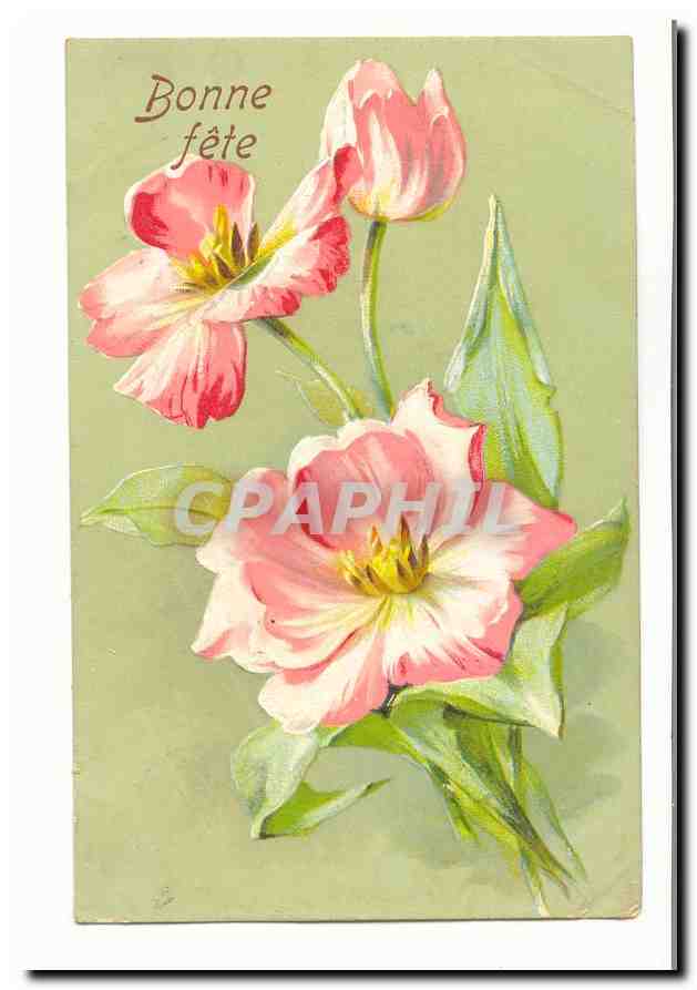 CPA Fantaisie bonne fete (fleurs)