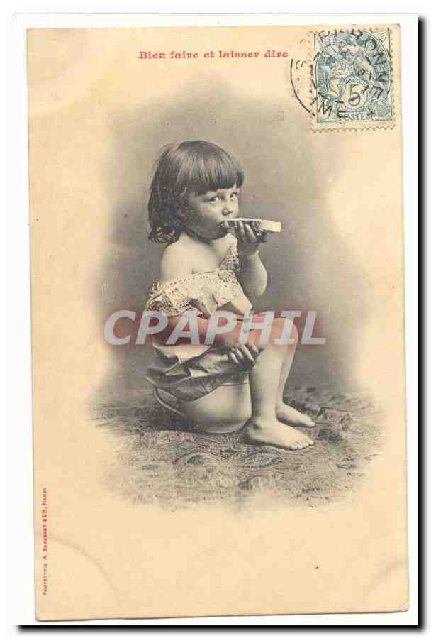 CPA Fantaisie bien faire et laisser dire (enfant sur le pot)