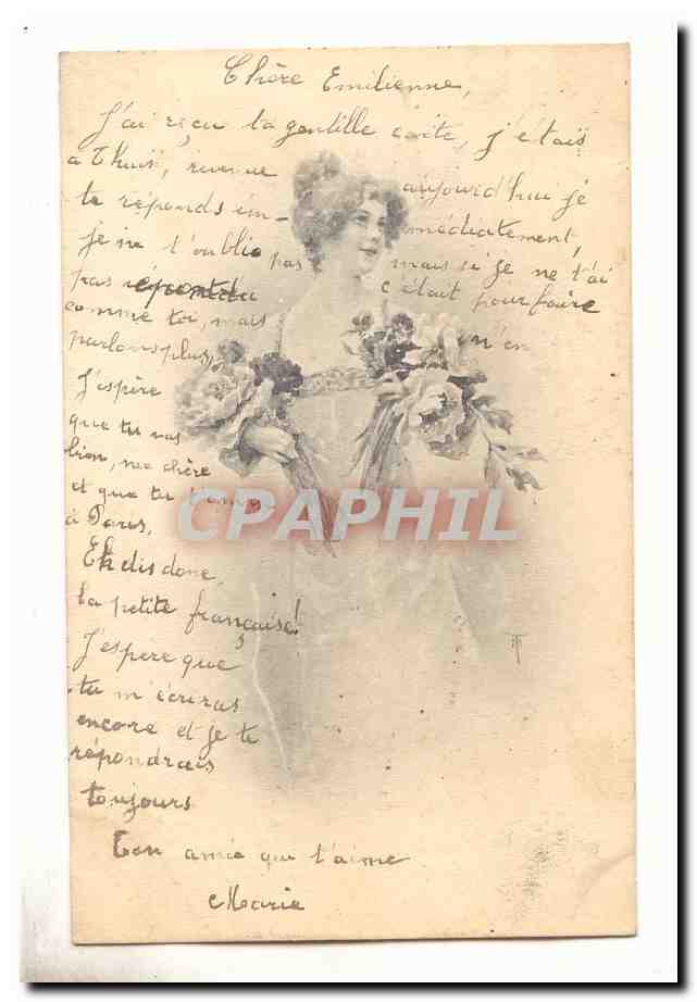 CPA Fantaisie Femme et fleurs