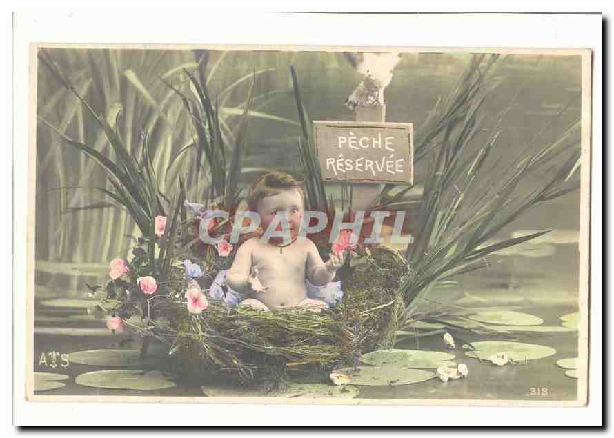 CPA Fantaisie Peche reservee (enfant)