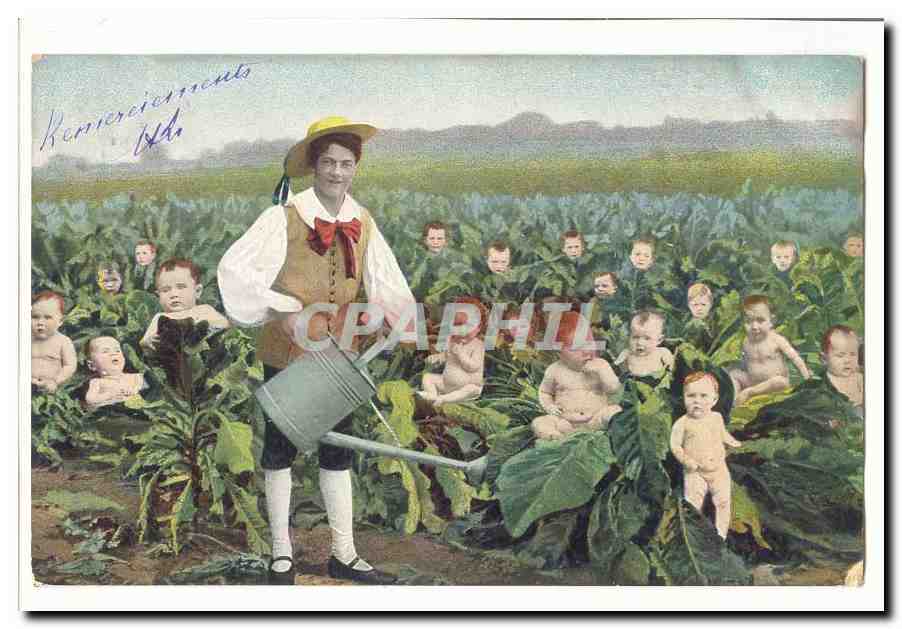 CPA Fantaisie Agriculteur et enfants dans les choux
