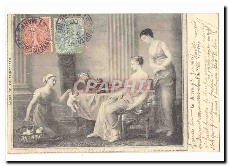 CPA Fantaisie la marchande d'amours d'apres le tableau original de Vien (1719-1809)