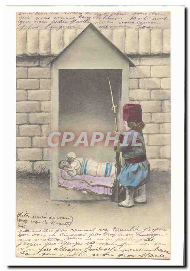 CPA Fantaisie enfat soldat