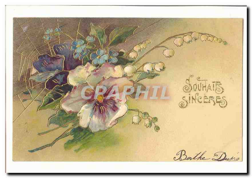 CPA Fantaisie Souhaits sinceres (fleurs)