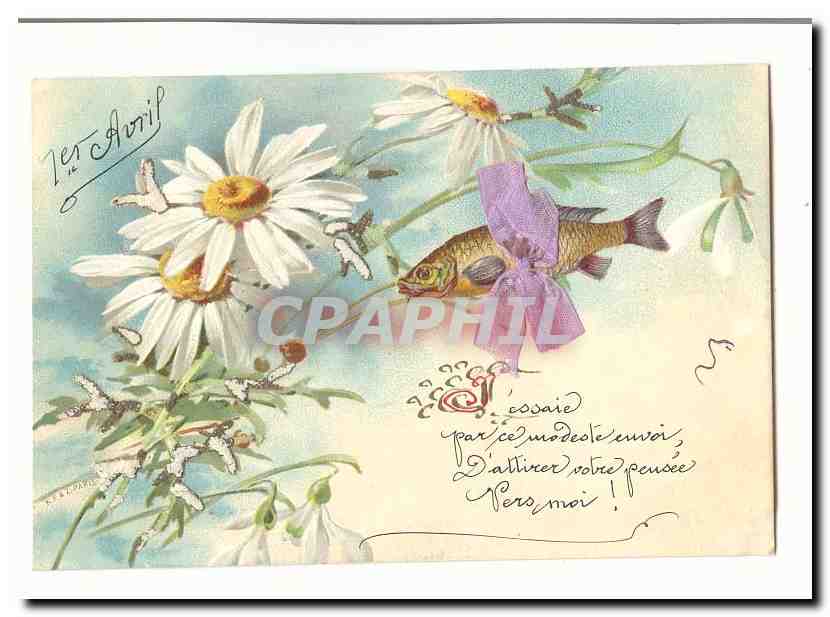 CPA Fantaisie 1er avril poisson Paques
