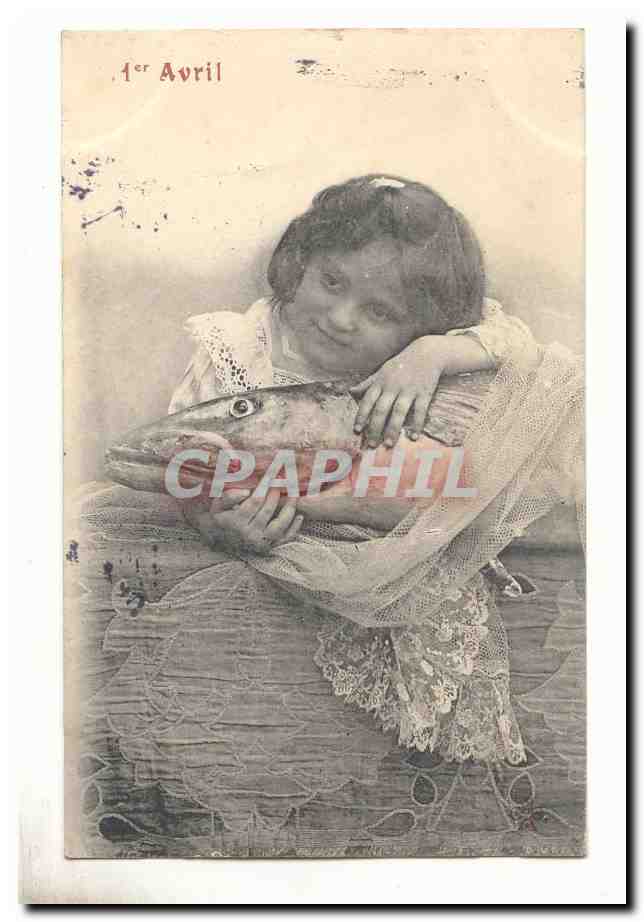 CPA Fantaisie 1er avril (poisson et enfant)