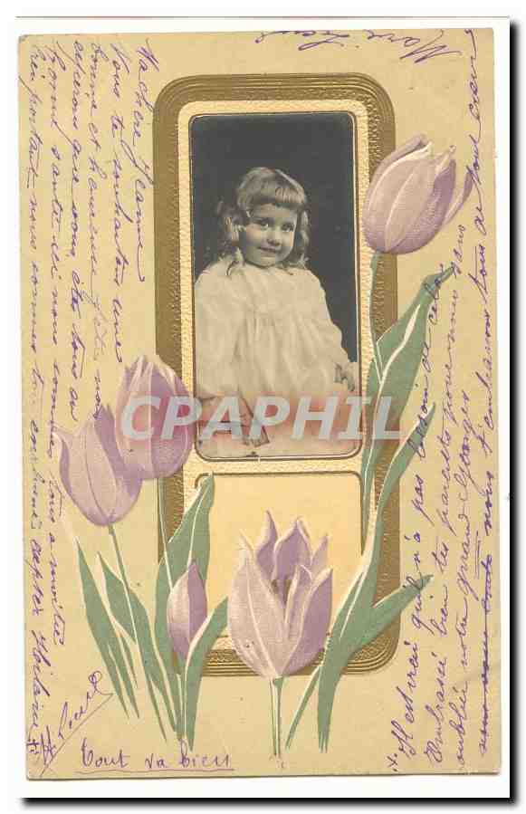 CPA Fantaisie enfant et fleur