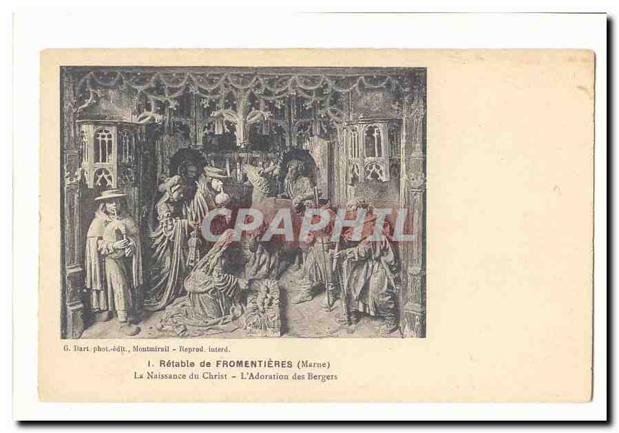 CPA Retable de FRomentieres La naissance du Christ L'adoration des bergers