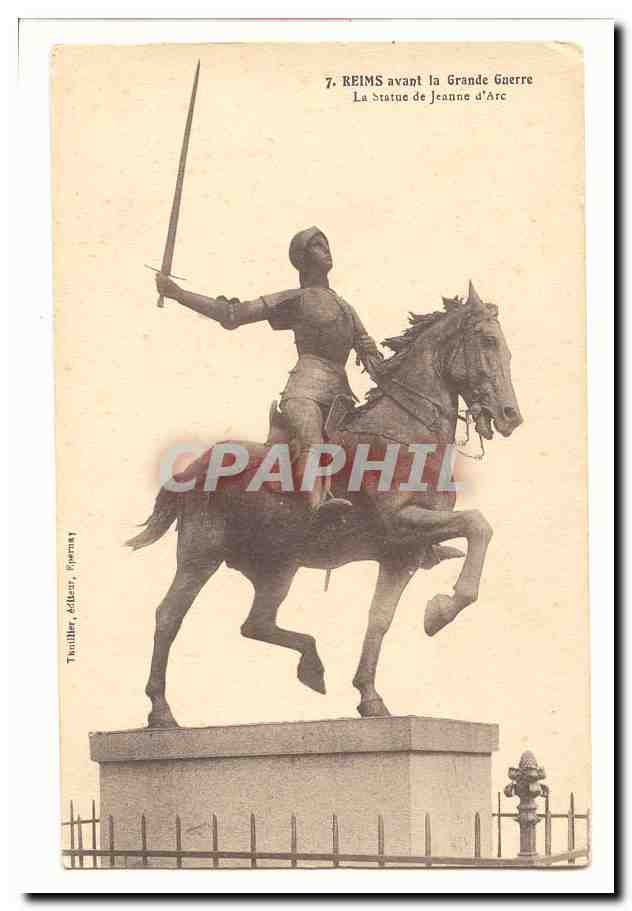 Reims avant la Grande Guerre — La statue de Jeanne d'Arc — éditeur Thuniller, Adolphe, n°7