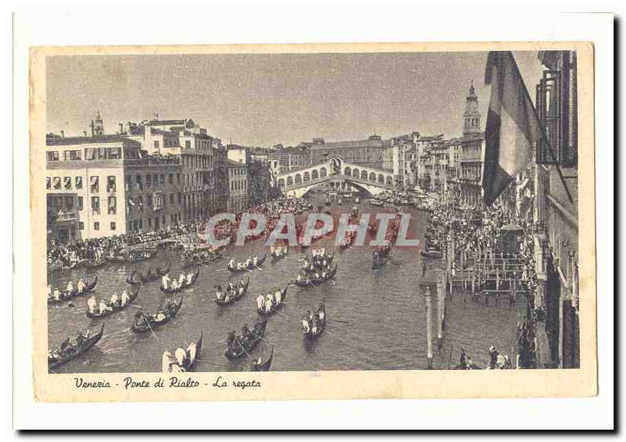 italie Italia Venezia CPA Gondolas race Pont de Rialto