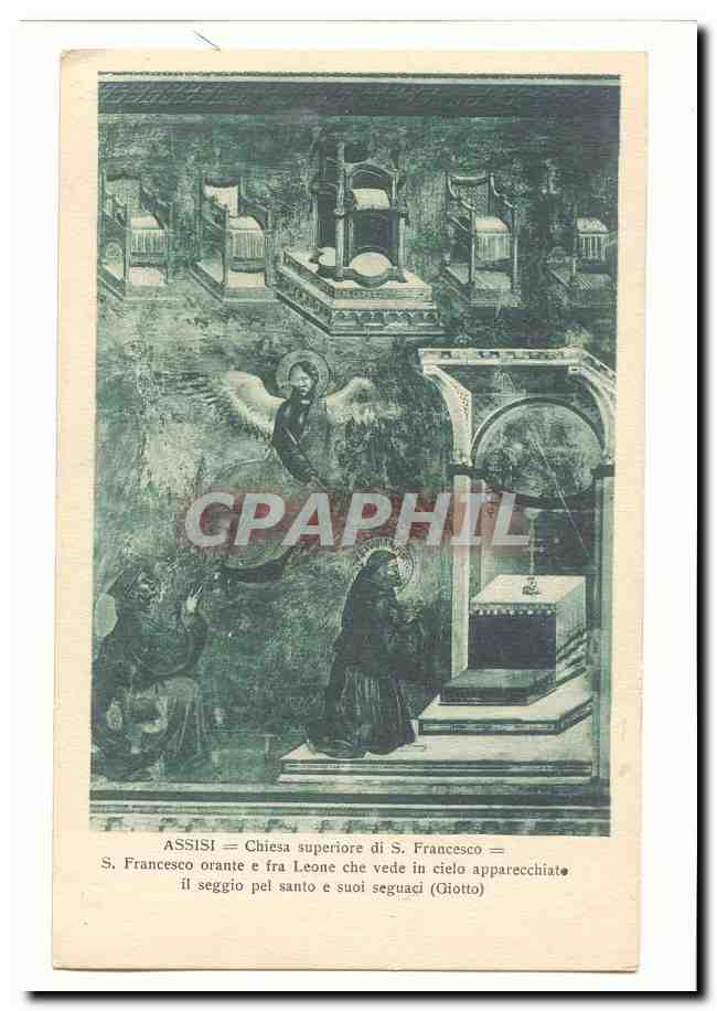 Italie italia Assisi CPA Chiea superiore di S Francesco S Franseco orante e fra Leone che vede in cieto apparechiat