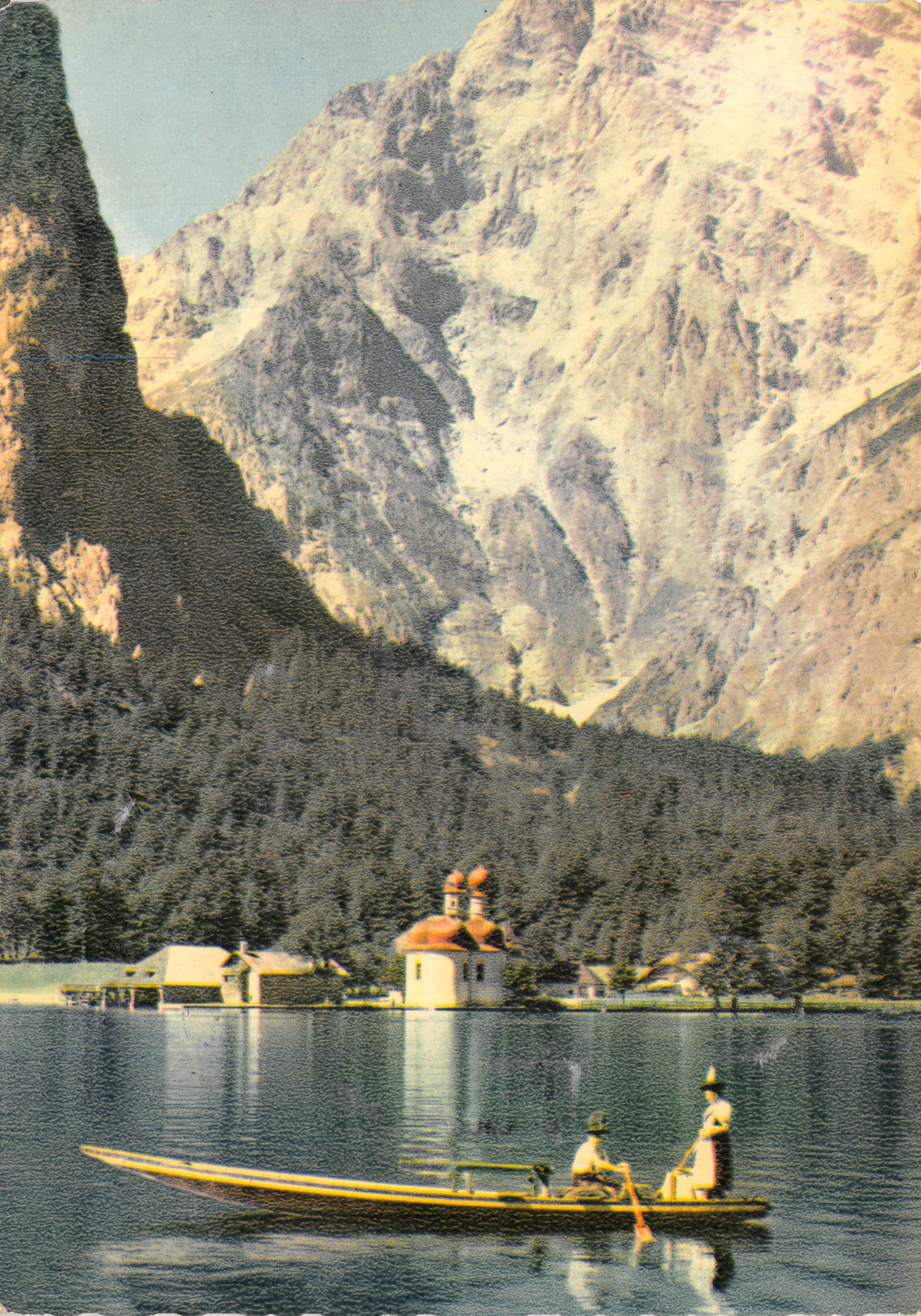 St. Bartholomä am Königssee — vue du côté est du Watzmann — éditeur Verlag Schöning & Co., n° 447-bt