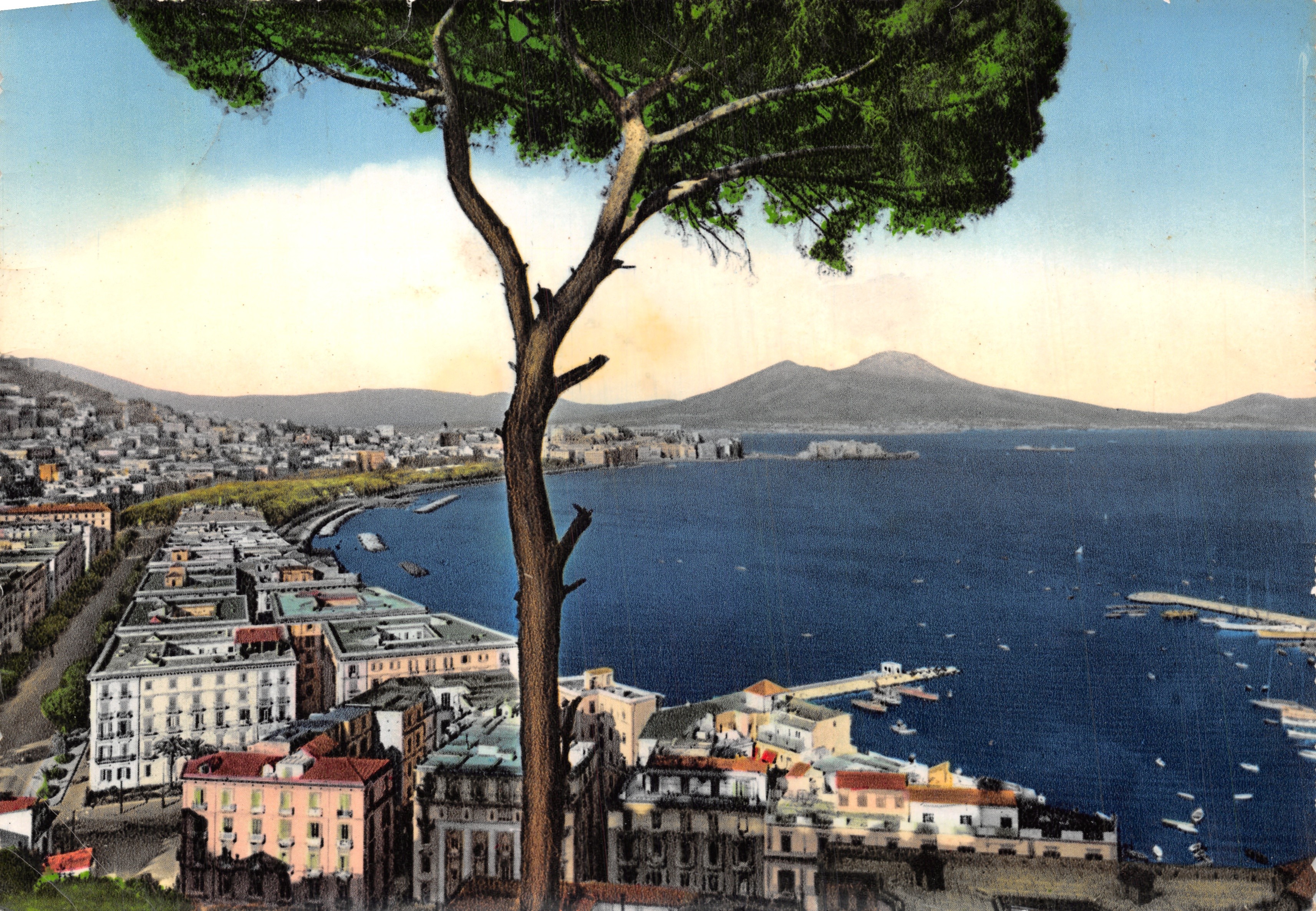 Naples — vue panoramique avec le Vésuve en arrière-plan — Ditta R. Renza, N°73
