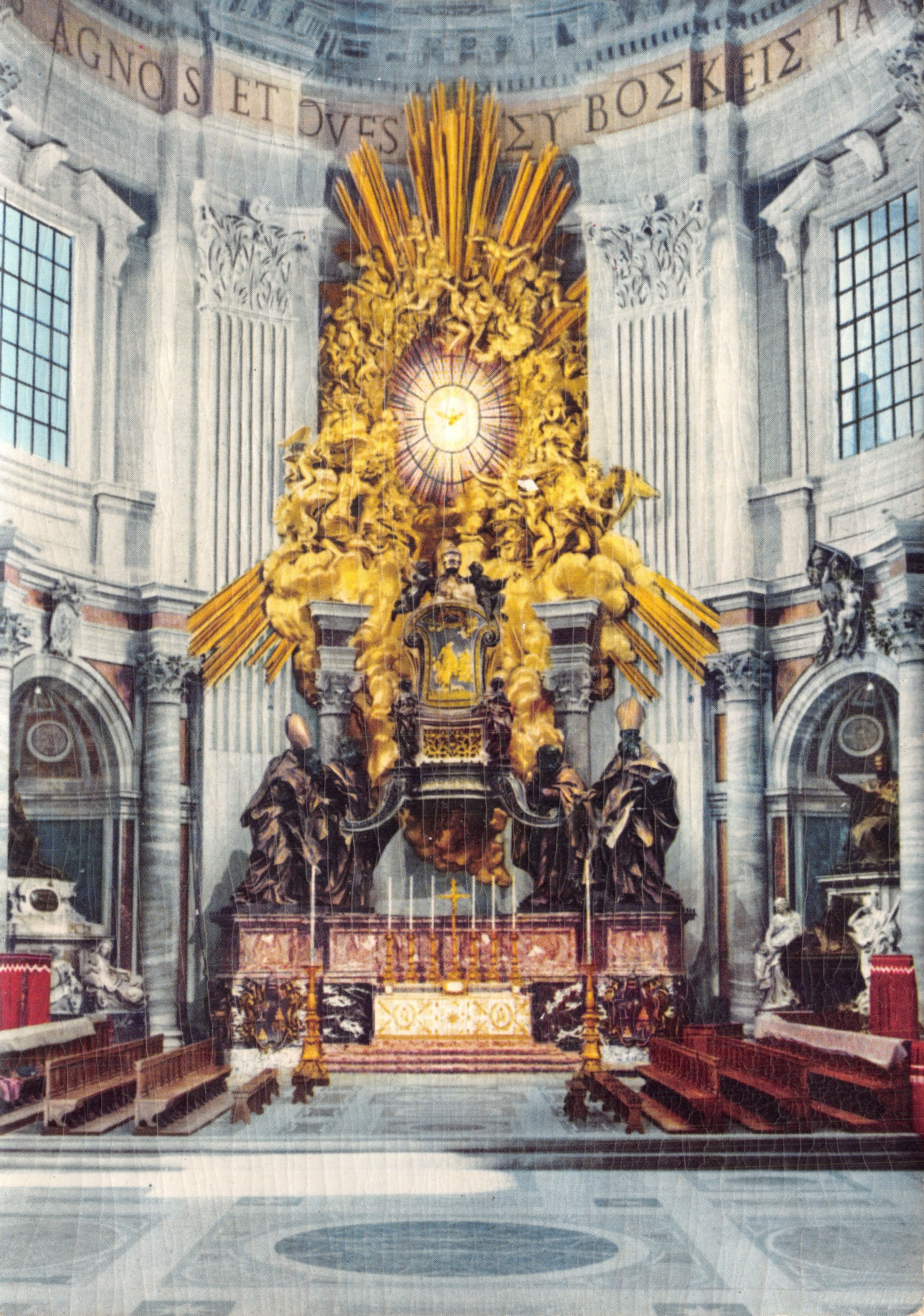 Basilique Saint-Pierre — Altar de la Chaire de Saint-Pierre avec la Gloire par Bernini — Rotalfoto Milano N° 521 c