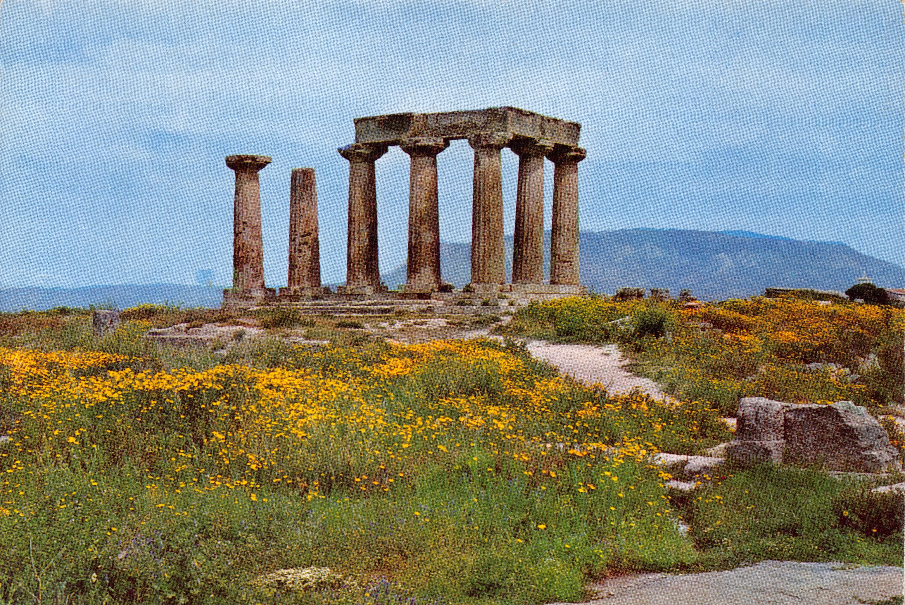Corinthe — Tempel van Apollo — Uitg. Tseletnis Color Productions, Athene