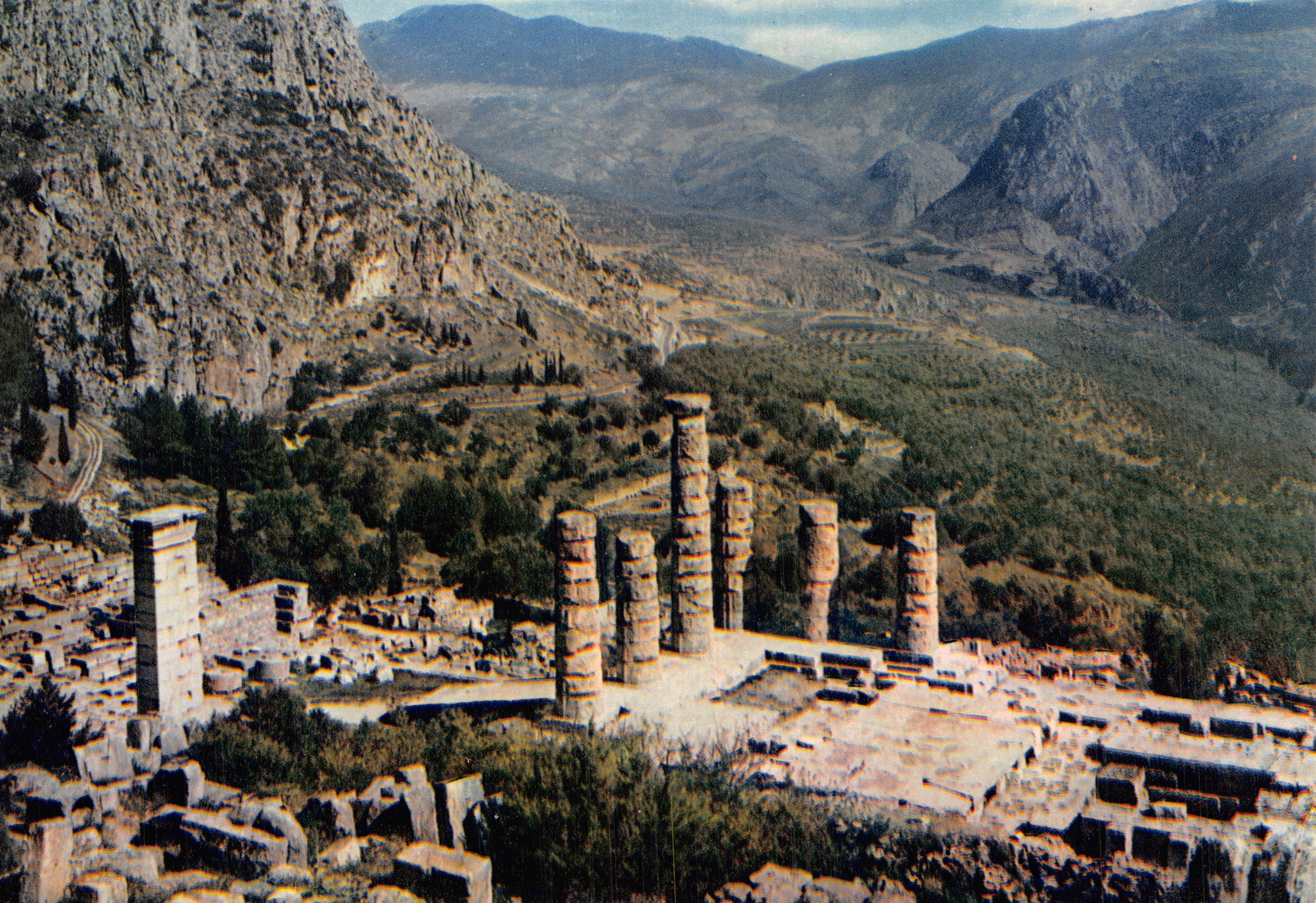 Delphi — Grote Tempel van Apollo — uitgever A. Hassid S.A., Athene