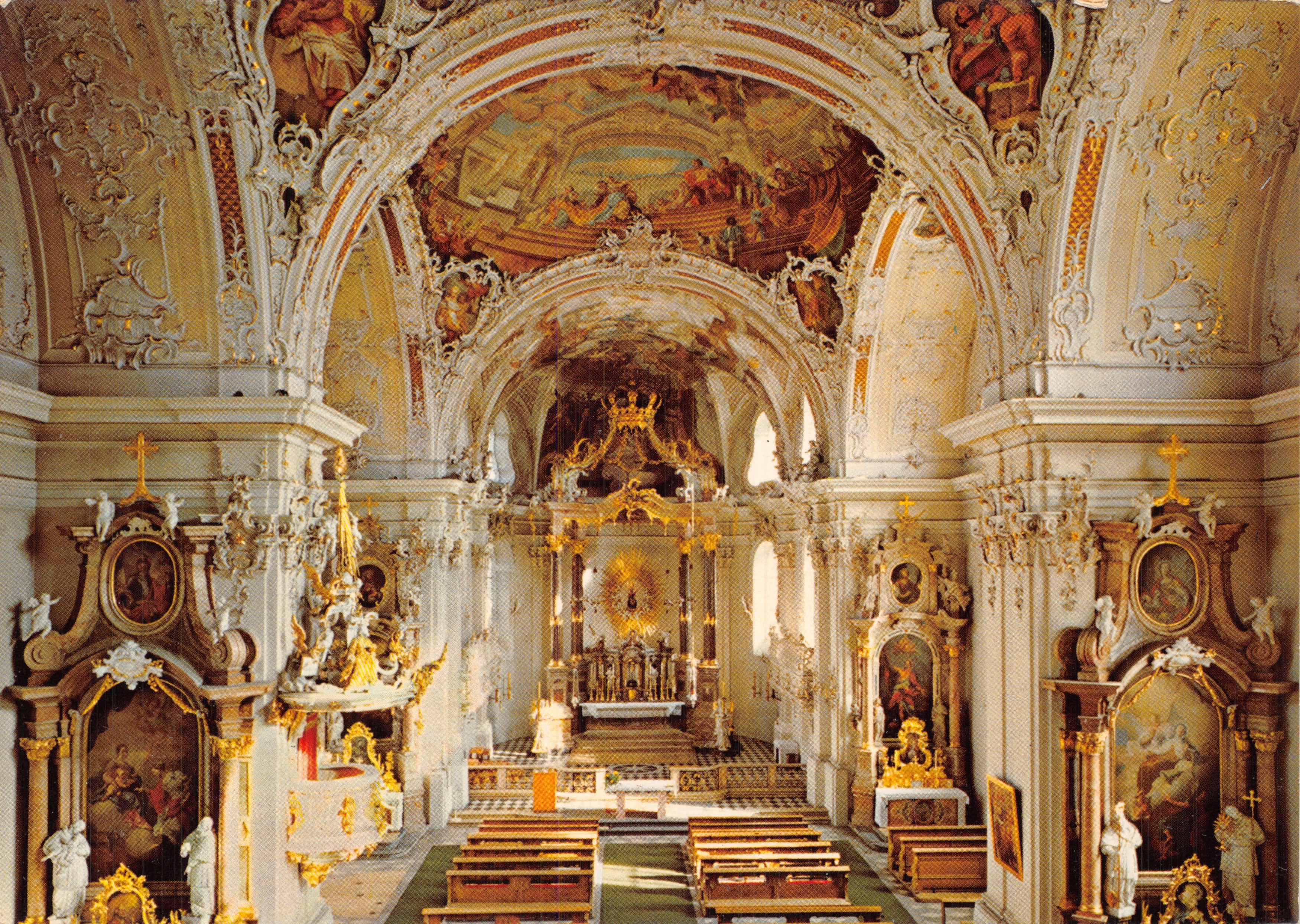 Basilique de Wilten — Intérieur baroque orné — Tirolien Kunstverlag Chizzi, n° 3 026